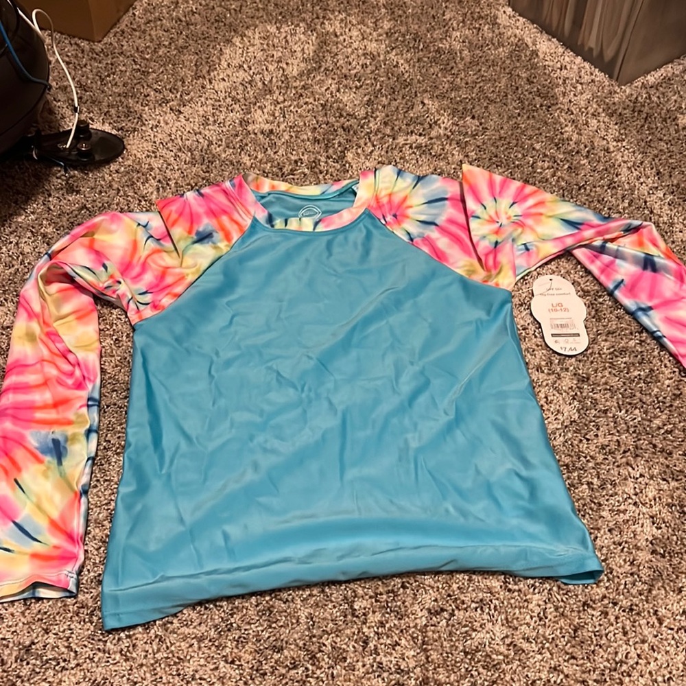 New with tags swim shirt UPF 50+ size girls 10/12